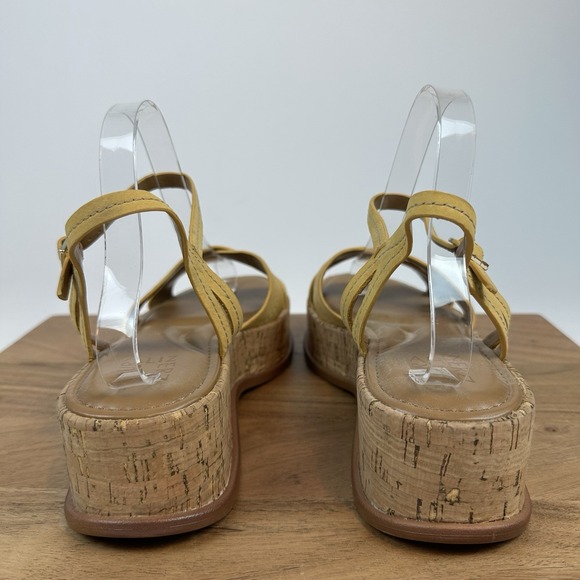 New NWOB Womens Naturalizer Rikki Yellow Suede Platform Cork Sandals‎ Size 10 M - Picture 4 of 10